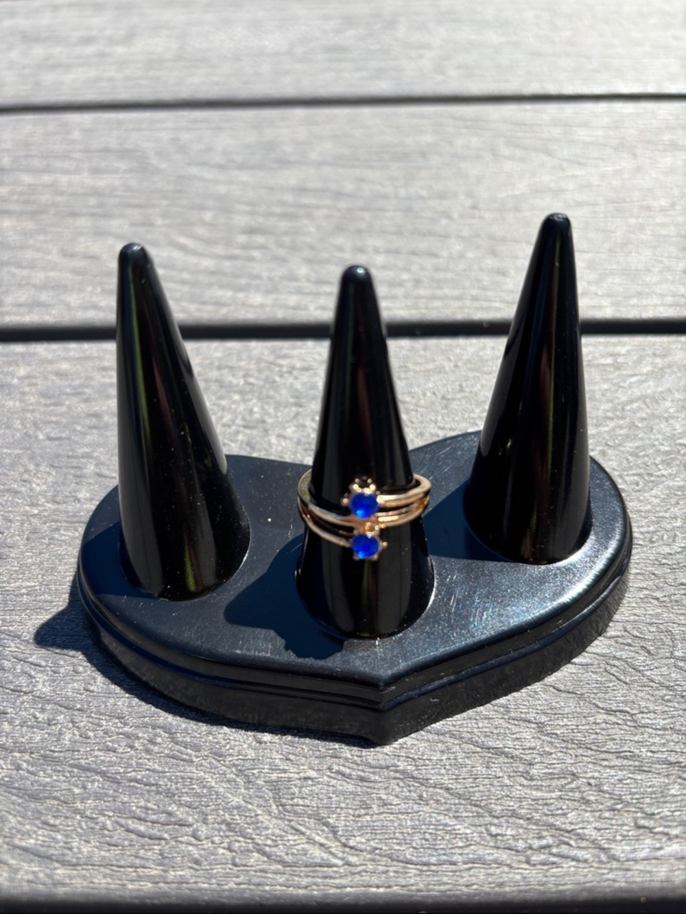 Gold-Tone Ring with Blue Center Accent - Women's Jewelry Size 6 NWOT